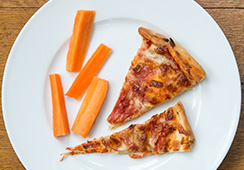 1½ small slices Margherita pizza and 4 carrot sticks